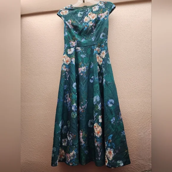 Dress Tells Green Floral Dress Women's XS - Picture 5 of 10